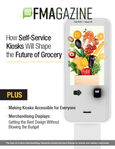 Magazine cover with grocery store kiosk