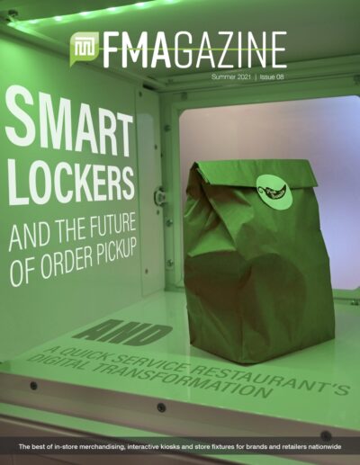 Magazine cover featuring to-go food ready for pick up in a smart locker