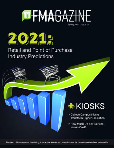 Magazine cover with a graphic showing the rise of point of purchase displays and kiosks