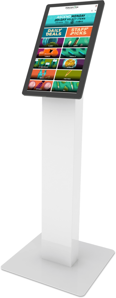 Freestanding kiosk for cannabis dispensary